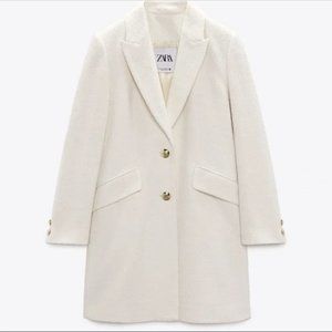 NWT Zara Structured Tweed Coat with Golden Buttons size XL